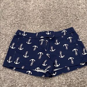 J. Crew Navy Anchor Print High Waist Shorts